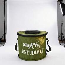 Thickened Canvas Foldable Fishing Bucket, 23/28/32cm Multiple Sizes Available, Random Color With Lid Live Fish Bucket, Portable Water Bucket - Multicolor - View 5