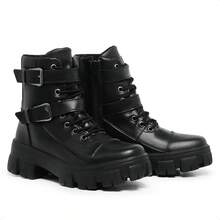 Rock Life Blogger Combat Boot With Two Buckles And Tractor Sole Ketry - màu đen - Xem 2
