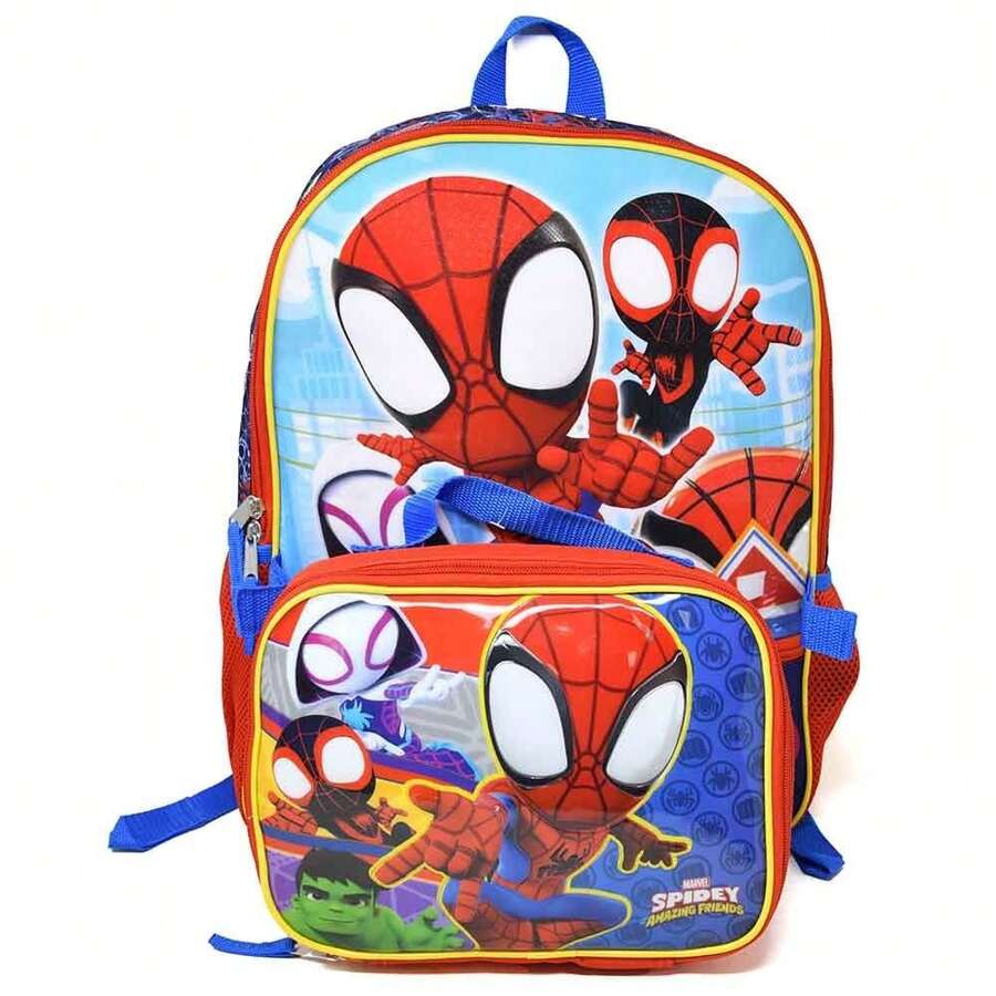 Marvel The Amazing Spidey & Friends 16" Shoulder Backpack For School With Rectangular Lunch Bag - Multicolor - View 1