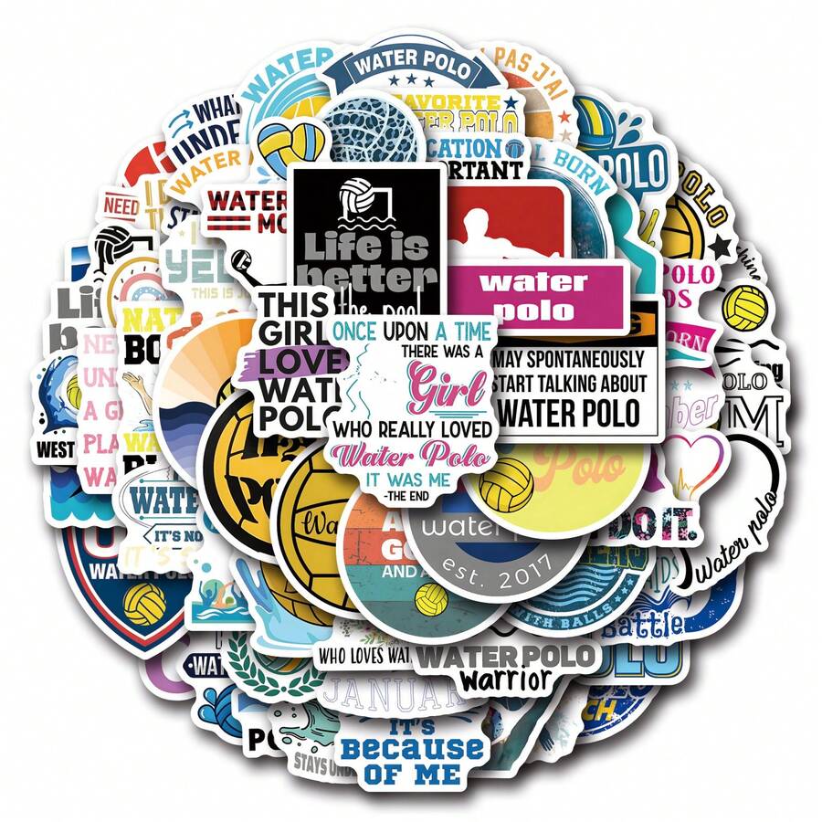 60张水球乙烯基贴纸，美观实用，适用于剪贴簿、日记、保险杠、滑板、水瓶、头盔、水杯、汽车贴纸等。 - 隨機 - 查看 1