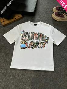 Cute Boy Cotton Round Neck T-Shirt, Casual And Comfortable Spring/Summer Short Sleeved Printed Children's Top - White - View 2