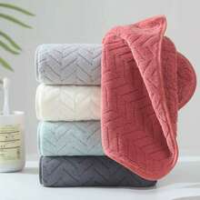 2入組小麥莖紋珊瑚絨柔軟面巾浴巾,快速吸水且不掉毛 - 彩色 - 查看 8