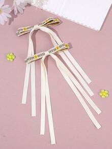 2-Piece Set Of Embroidered Hair Clips For Girls, Small Flower Embroidered Tassel Hair Clips, Ribbon Alligator Clips, Teen Hair Accessories - Multicolor - View 3