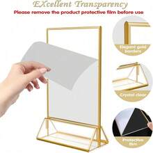 Bộ 6 khung ảnh acrylic màu vàng kích thước 5x7 inch, khung số bàn hình chữ T bằng acrylic, thích hợp làm số bàn cưới, biển hiệu nhà hàng, trưng bày ảnh và tranh nghệ thuật. - Vàng T - Xem 5