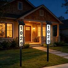2pcs Outdoor Solar Mailbox Light With Pole, Dual-Mode Design, 1200Mah,Easy Installation, LED Address Sign For Home And Mailbox, Modern Lighting Technology, Glow-In-The-Dark Numbers, A Must-Have For Homeowners - Đèn số nhà năng lượng mặt trời nâng cấp - Xem 5