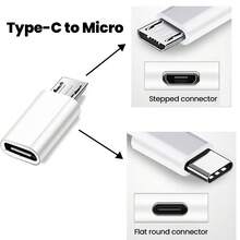 Adaptador de carga rápida USB-C a Micro USB, 1/2/5 piezas, adaptador hembra Tipo C a macho Micro para teléfonos Android, cables USB, adaptadores de carga, convertidor, regalo de primavera - Blanco - Ver 7
