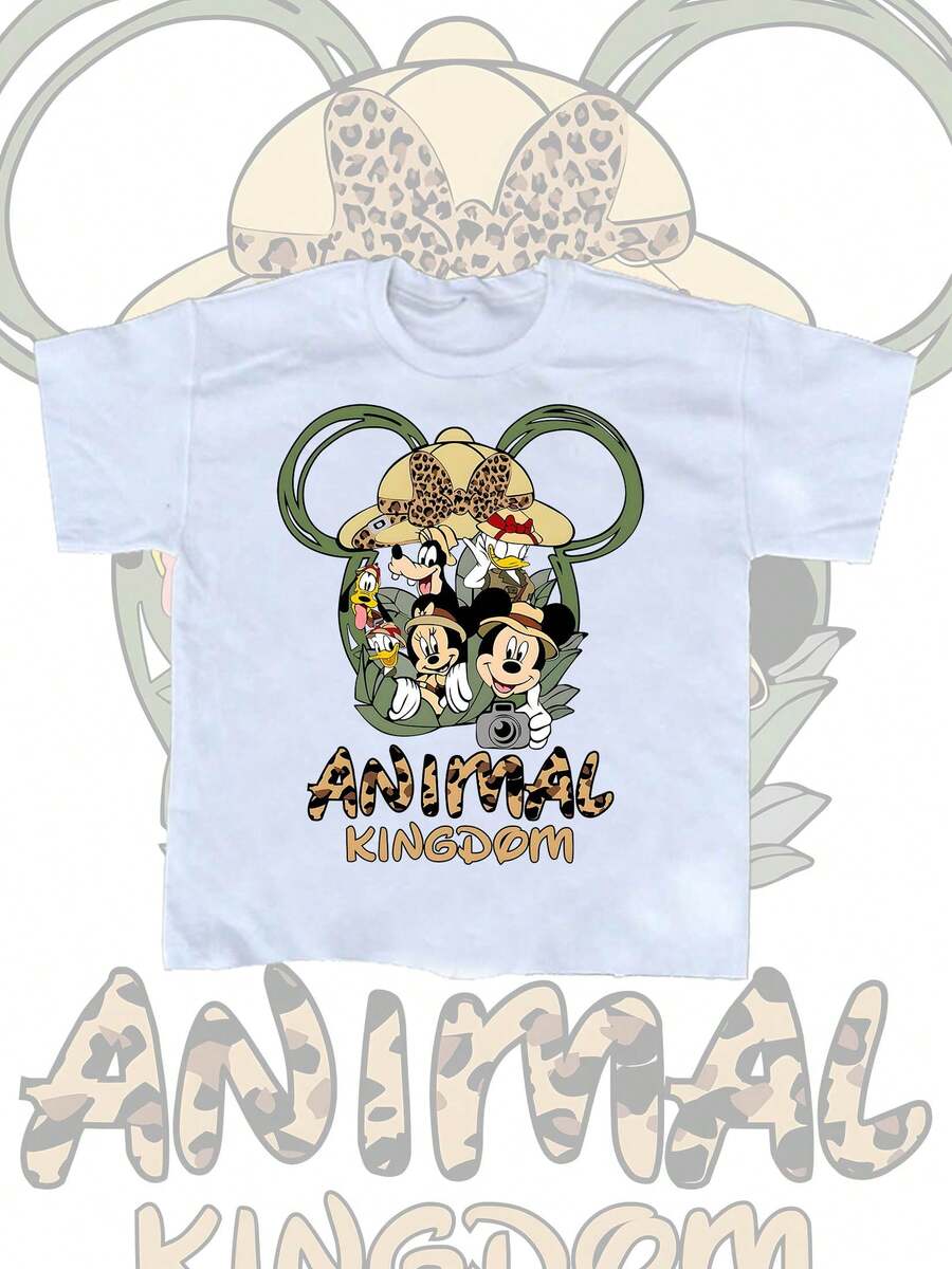 T-shirts d'été pour hommes Disney, Mickey Mouse, Minnie Mouse et Animaux, finition vieillie, coupe une pièce, pur coton, confortables et respirants, style streetwear décontracté, col rond ; une marque de mode de haute qualité, le cadeau surprise idéal pour la famille et les amis. - Blanc - Voir 1