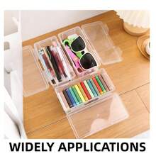 Clear Pencil Box, Small Plastic Pencil Case With Lid, Storage Boxes Bulk Stackable Design, Durable Office Supplies Organizer For Crayon Pencil, Craft, Brush - Transparent - View 6