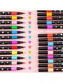 Set de 12/24/36/48/60 piezas de nuevos bolígrafos de purpurina sólida, punta de pincel suave, bolígrafos de purpurina perlada que no se desvanece, marcadores fluorescentes de colores, adecuados para dibujar, garabatos navideños, regalos de Navidad/Año Nuevo, útiles escolares, papelería de oficina, decoración de escritorio - Multicolor - Ver 3