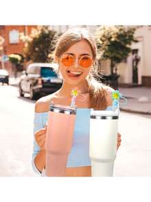 1pc/6pcs Flower Straw Lids, Fit For 30oz & 40oz Cups, 10mm Silicone Straw Caps, Reusable, Dustproof, Minimalist Straw Covers, Cup Accessories, Mother's Day Gift - Bauhinia - View 3