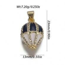 1pc Copper Creative New Easter Egg Hot Air Balloon Pendant, DIY Bracelet Necklace Phone Chain Jewelry Accessory - Multicolor - View 32