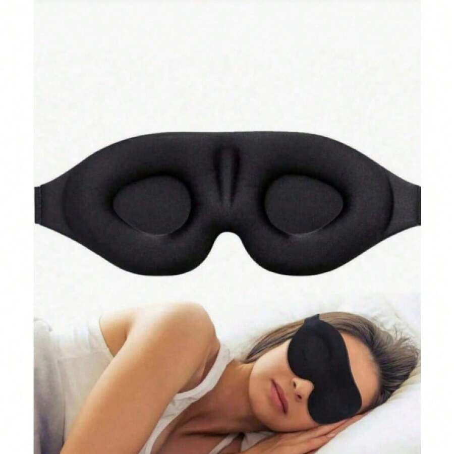 1pc 3D Sleep Mask Natural Sleeping Eye Mask Eyeshade Cover Shade Eye Patch Women Men Soft Portable Blindfold Travel Eyepatch,School,Back To School,Travel,Travel Essentials,Home Essentials,Eye Mask,Sleep Mask-Halloween,Christmas,Fall,Winter, Supplies, XRGV - 黒 - チェックする 1