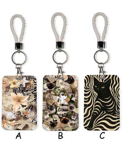 1pc Vintage Animal Collage Card Holder Set, High Toughness Anti-Scratch Material, Waterproof And Dirt-Resistant, Effectively Prevents Card Bending And Wear, Suitable For Student Commuting, Workplace, And Daily Travel