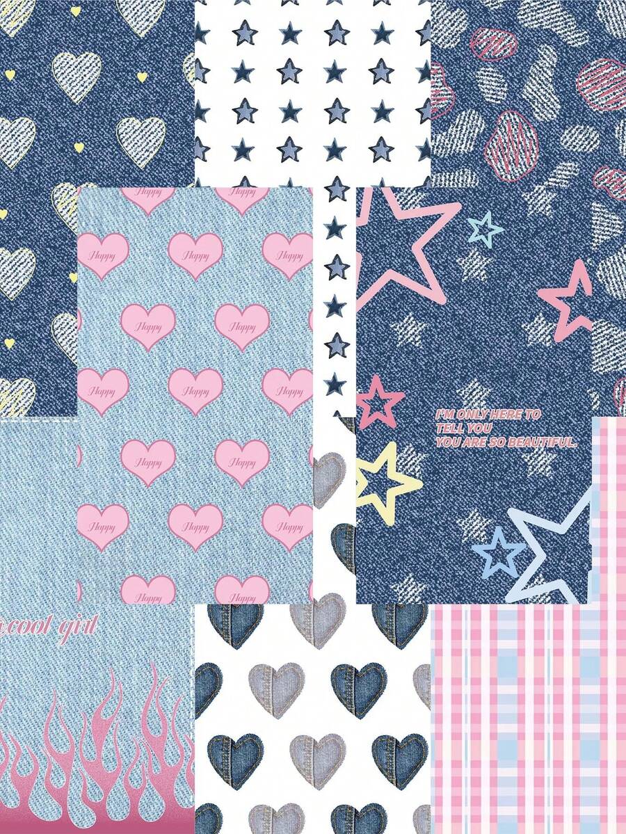 8pcs Denim Fabric Scrapbooking Paper, 17*9cm Each, DIY Phone Case, Tablet, Laptop Stickers, Suitable For Packaging, Diaries, Crafts, Stationery, Craft Paper, Handmade Paper, Wallpaper - 1 Pack/8 PCS - View 1