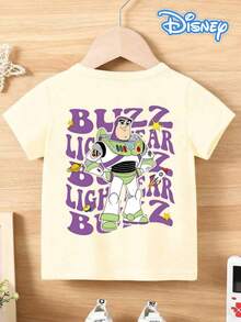 Disney Retro Toy Story Buzz Lightyear Graphic Tee – Lightweight T-Shirt With Bold Purple Typography & Playful Space Accents For Playdates & Outings - 杏色 - 查看 2