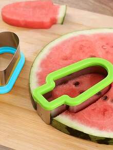 1pc Stainless Steel Watermelon Slicer And Popsicle Mold, Manual Operation, Green Handle, No Power Needed, Perfect For Creative Summer Snacks, Watermelon Slicer And Popsicle Mold, Watermelon Ice Cream Cutter - Multicolor - View 5