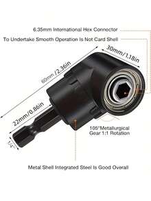 1pc High-Quality Right-Angle Drill Bit Attachment, 1pc 360° Rotatable, Impact-Grade Socket Adapter, Angle Drill Bit Adapter, 90° Bevel Drill Bit, Durable Steel Structure, Meeting Various Drilling Needs, Drilling Accessories, Multi-Function Drill Bit - A - View 4