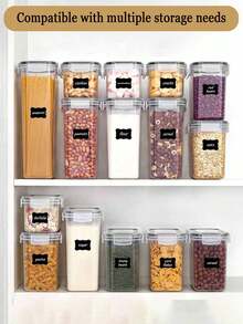 24/16/8/4/1 件套密封意面储物罐，大号塑料罐，可堆叠密封食品储物容器 - 带锁盖（4 种尺寸），密封食品储物容器，塑料食品罐 - 密封整理容器，密封保鲜 | 透明可视 | 耐用，耐温范围 -20°C 至 100°C；适合厨房收纳 - 彩色 - 查看 4