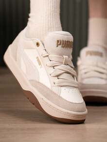 Puma Park Lifestyle Vulcanized Shoes, Lightweight Rubber Sole Retro Style, Unisex - White Gray - View 1