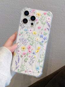 1pc1pc Floral Print Pattern Transparent Shockproof TPU Phone Case, Can Be Used As Holiday Gift, Compatible With  XS/XS Max/XR/11 12 13 14 15 16 Pro 17/Pro Max/14 15 16 Plus, Card Holderphone Cases  Case  17 Case  17 Pro Case  17 Pro Max Case - 1pc - 查看 6