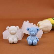 Khuôn silicon hình gấu bông mới, tự làm quà tặng ngày lễ, đồ trang trí bàn làm việc, đồ thủ công hình gấu dễ thương, khuôn silicon làm nến. - A-trắng - Xem 5