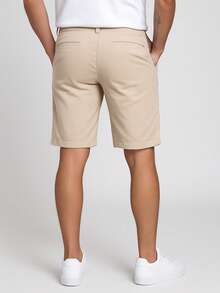 Kit Of 3 Men's Tailored Bermuda Shorts, Basic Twill, Premium Slim Fit, Dressy, Chino Style - 黑色/米色/卡其色 - 查看 4
