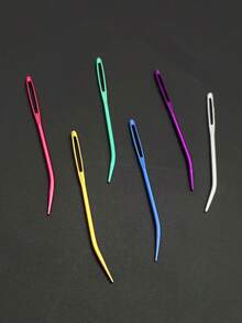 2支装毛衣缝纫针，粗弯针，大眼针，编织针，手工缝纫针 - 红色、蓝色、绿色、银色、紫色、橙色 - 鋁大眼彎頭手縫針 - 查看 2