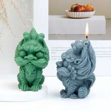 3D麒麟貔貅硅胶蜡烛模具 - 耐用易脱模,不粘,可重复使用,中国吉祥兽造型模具,适用于DIY工艺品、肥皂、树脂、石膏、粘土、风水家居装饰 - Pixiu Mold-91319 - 查看 8