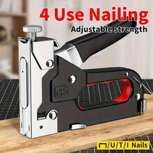 4-In-1 Heavy-Duty Indoor Binding Nail Gun, With Manual Adjustable Power, Suitable For Woodworking, Handicrafts, Fine Woodworking, And DIY Decoration Purposes. - Black - View 3