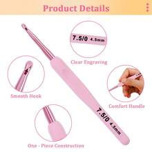 1 Set Crochet Hook Kit, 8 Sizes 2.5-6mm High Quality Pink Crochet Hooks Set With Pink Faux Leather Storage Pouch, Embroidery Bag, Complete Basic Crochet Kit, DIY Knitting And Sweater Making Craft Beginner Set, Yarn Storage, Perfect Mother's Day Gift For Mom And Grandma - C-Multicolor Set - View 3