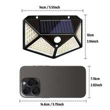 100 LED Solar Outdoor Wall Light, Built-In 1200mAh Battery, Motion Sensor Security Lighting, 3 Lighting Modes, Detachable Screw Installation, Durable ABS & Polished Metal, Button On/Off, Suitable For Wall, Garden, Path, Fence, Adjustable Angle Lantern, Balcony Light, Applicable For Wedding, Music Festival, Eid, Valentine's Day, Back To School, Christmas, Halloween Lighting Decoration - 1200mAh - View 8