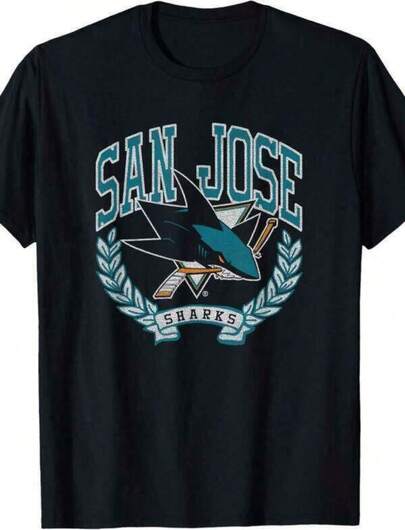 Easter T-Shirt For Teen Girls And Boys 2026, Family T-Shirts, Officially Licensed San Jose Sharks T-Shirt, Vintage Black, Comfortable And Loose Fit, Suitable For Everyday Wear, 180g Heavyweight Cotton T-Shirt, Ideal For Casual Office Wear, Everyday Spring-Summer Look, Fun, Trendys And Personalized Design. Opaque Fabric, Ideal For Men's Birthday Gifts, Women's Sportswear, Women's Graphic T-Shirt, Women's Sportswear Sizes 2 To 10 Years, S-XXXL, Children's Boys' Clothing, Men's Clothing, Women's Tops, Perfect Gift For Easter, Mother's Day, Father's Day, For Men And Women, Can Be Matched In Parent-Child Outfits.