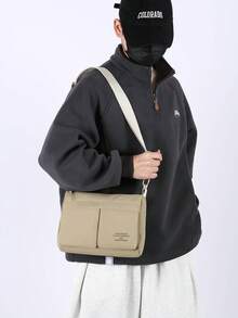 高密度防水男士斜挎包，多口袋学生校园包，大容量多功能单肩包，休闲简约斜挎包，日常通勤男士包，日常旅行包 - 彩色 - 查看 4