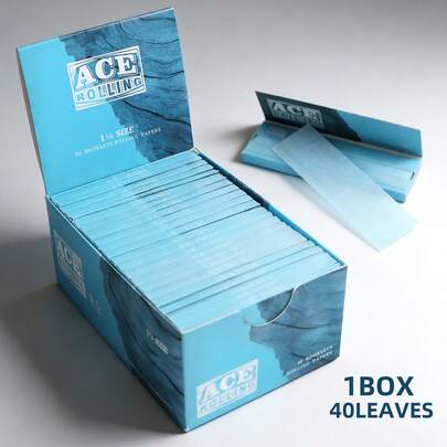 ACE Blue Ultra-Thin Rolling Papers, 2000 Sheets Bulk Pack (50 Booklets, 40 Sheets Per Booklet), 44x78mm Size, Natural Wood Pulp Material, Ultra-Thin Smooth Burn, Ideal For Hand-Rolled Smoking Enthusiasts, Travel, Birthday Parties, Weddings, And Holiday Gifts