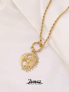 1件 时尚朋克风 18K 镀金不锈钢日月吊坠项链首饰礼品 - 項鍊 - 查看 7