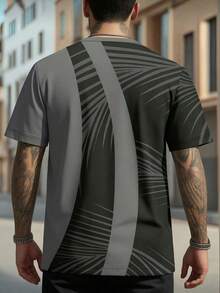 Men's Summer Casual Colorblock Palm Tree Print Short Sleeve T-Shirt - Multicolor - View 2