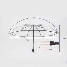 Transparent Folding Manual Umbrella With Reinforced Edges, Foldable,Outdoor,Garden,Travel Essentials,Portable Essentials - Transparent White Border - View 5