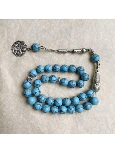 轻巧耐用玻璃念珠，33颗珠子，穆斯林祈祷念珠，日常携带，开斋节礼物