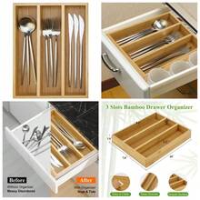 Small Silverware Drawer Organizer Kitchen Utensils Trays For Drawer Bamboo Cutlery Tray Skinny Flatware Organizer Narrow Spoon Fork Cutlery Holder Drawer Flatware Trays Slim Silverware Organizers - 1 - Xem 1
