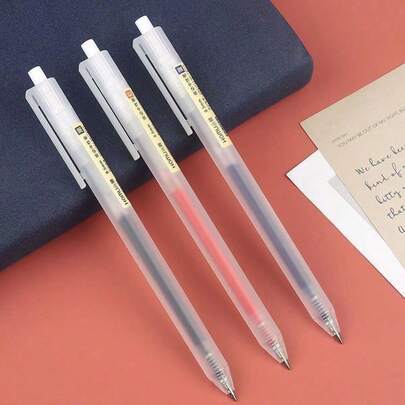 3pcs/Set Matte Finish Push-Button Ballpoint Pen Set, Suitable For Various Users