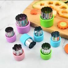 6/10pcs Stainless Steel Vegetable Fruit Flower Cartoon Shaped Cookie Cutter Mold, Baking Pastry Stamp Mold - Multicolor - View 7