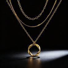 1pc Minimalist Mobius Necklace, S925 Silver Infinity Loop Pendant, Women Clavicle Chain, Fashionable Daily Accessory - Gold - View 10