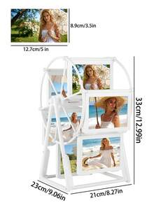 Rotating Ferris Wheel Photo Frame - 5-Inch Frame - Exquisite Living Room, Bedroom, Desk Decor - Alentine's Day Gifts For Her, Birthday Presents For Girlfriend, Mom, Wife | Christmas, Anniversary, Mother's Day, Wedding, Housewarming | Creative Tabletop Display, Travel Souvenir Showcase, Vacation Memory Keepsake, Family Holiday Moments, Dorm Room Aesthetic, Home Office Accent | Abs Plastic, 360° Spin, Multi-Picture Display, Compact & Modern(The Product Needs To Be Assembled By Oneself) - Multicolor - View 11