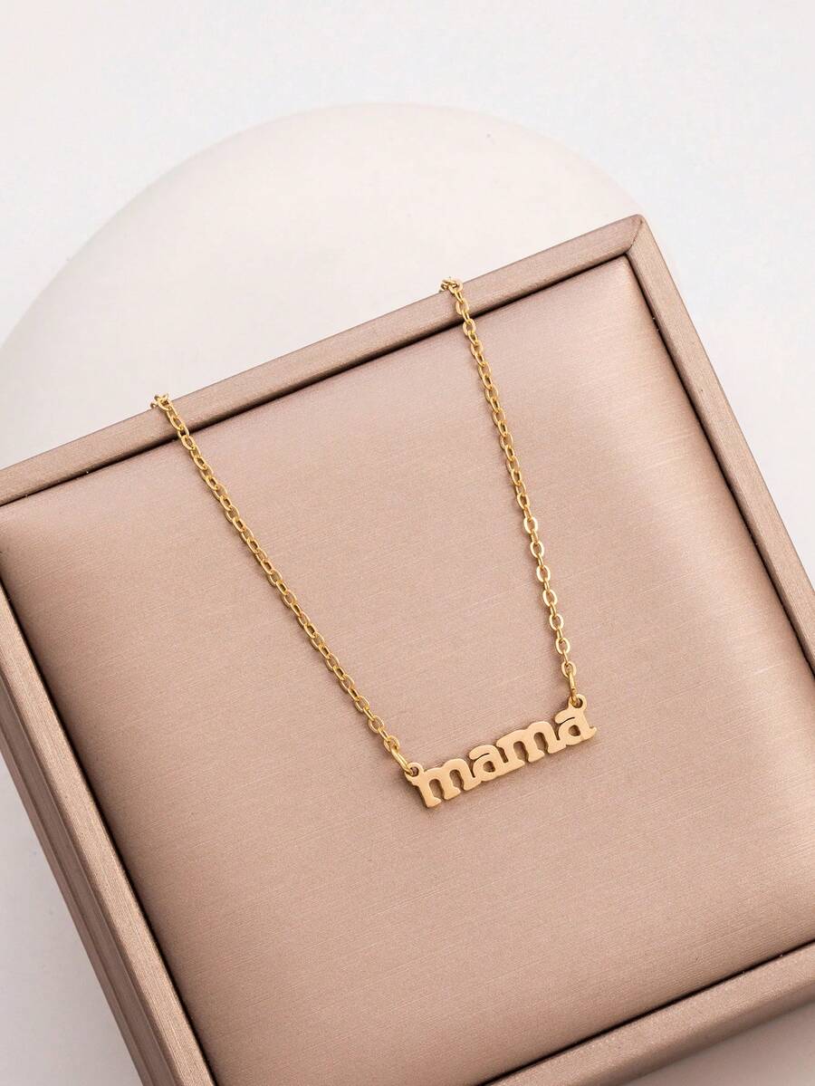 1pc Letter "MAMA" Pendant Necklace, Fashionable Minimalist Women's Pendant Necklace, Mother's Day Gift (Excluding Gift Box) - MAMA - View 1