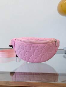 1pc Girl's Heart Embroidered Zipper Closure Shoulder Bag, Fashionable Crossbody Chest Bag Suitable For All Seasons - A - View 7