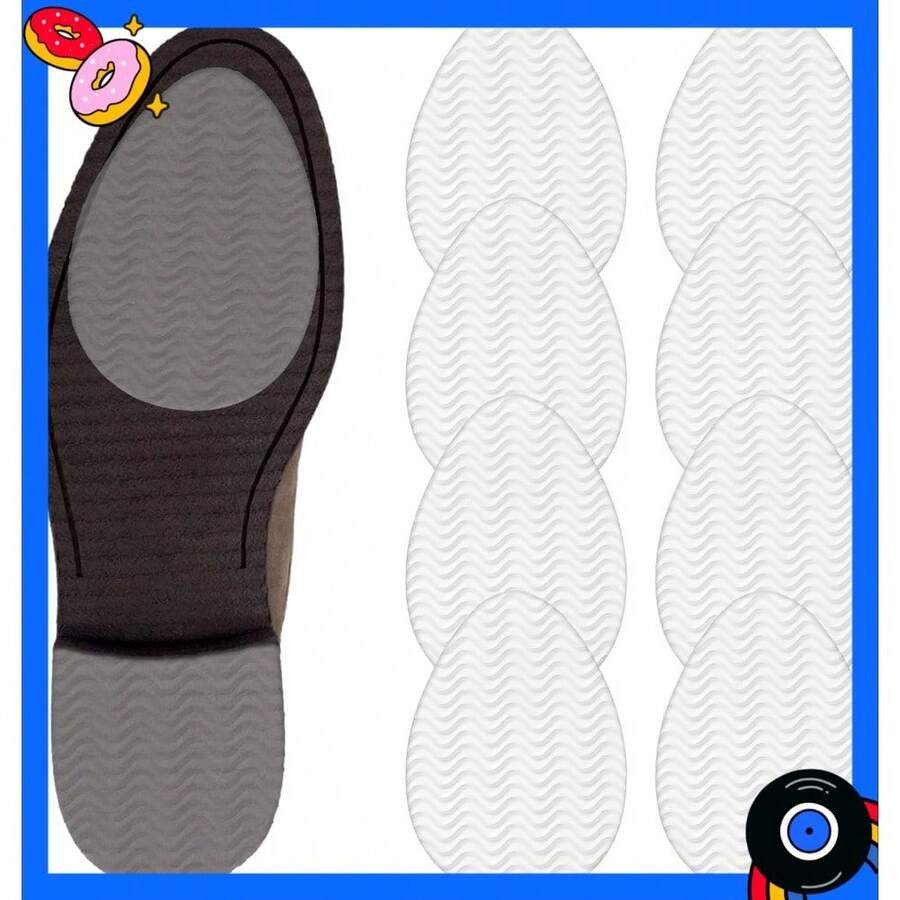 8Pcs Shoe Grips On Bottom Of Shoes, Self-Adhesive Clear Non Slip Shoe Pads For Heels, Invisible Sole Protectors Guard, Pointed Toe Sole Traction Pads For Pumps, Stilettos & Dress Shoes - Default - View 1