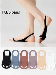 1/3/6 双装冰丝五指袜夏季薄款高跟袜硅胶防滑鞋垫绑带低帮半底袜新款夏季款式 - 彩色 - 查看 13