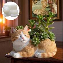 1个猫咪花盆树脂硅胶模具 可爱猫咪植物花瓶花盆装饰模具 石膏模具 水泥模具 混凝土模具 - A - 查看 6
