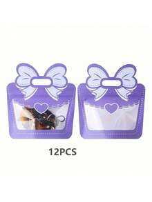 12 pièces Nouveaux sacs-cadeaux avec nœud papillon, sacs plastiques 3D à fermeture automatique avec nœud papillon, convient pour les accessoires et l'emballage de petites cartes - multicolore - Voir 7