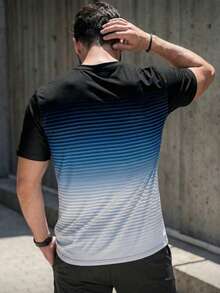 男士渐变圆领度假风短袖T恤 - 彩色 - 查看 2